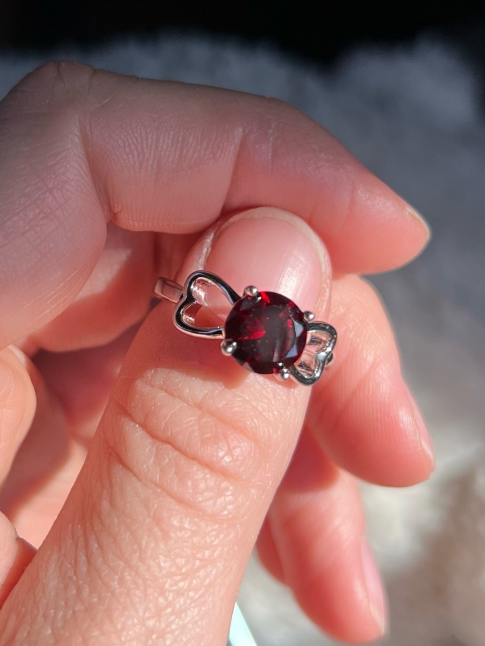 Silver & Ruby Red Ring